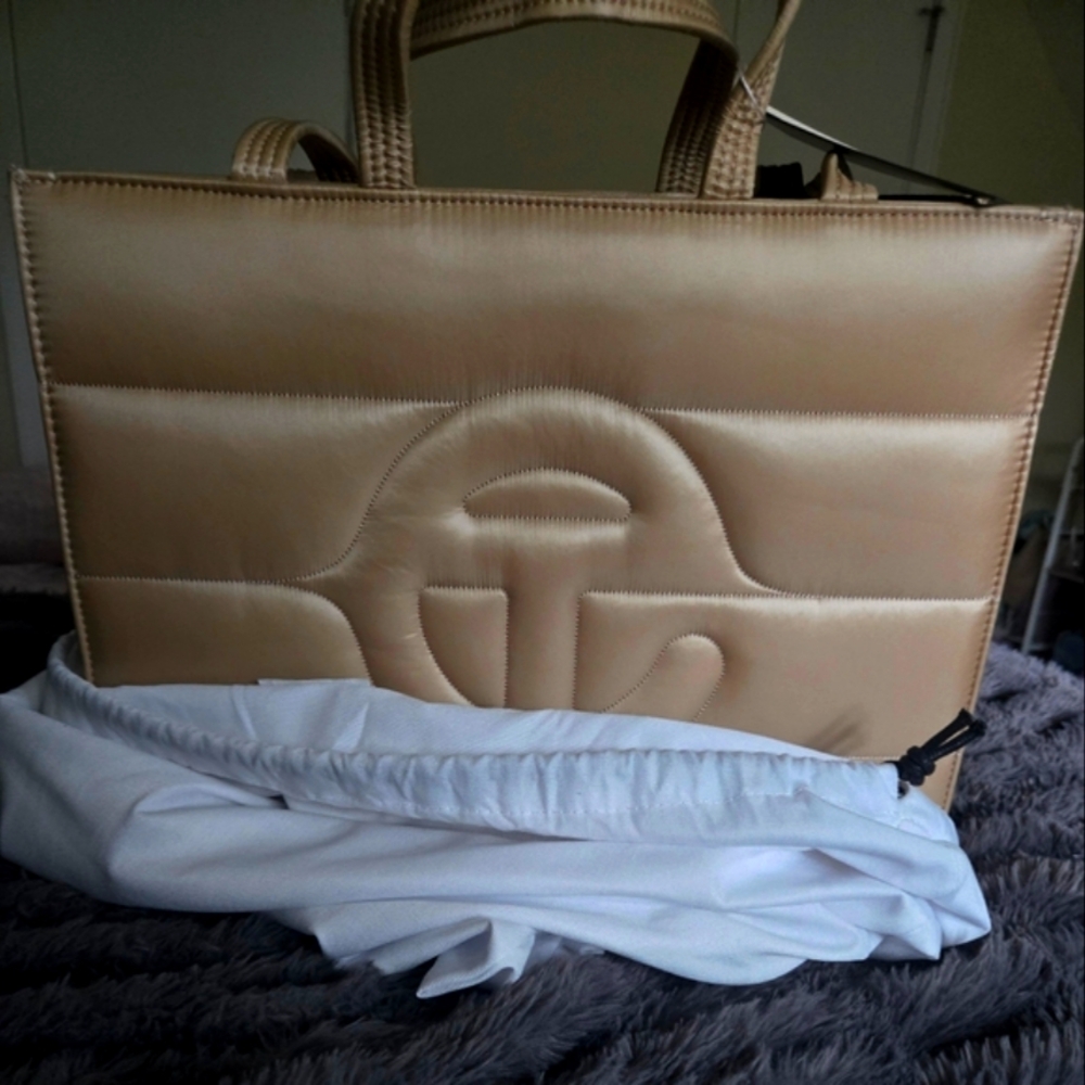 Large NWT Telfar Beige Quilted Tote Bag